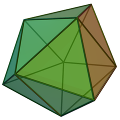 The triaugmented triangular prism, representing polygonal partitions of a hexagon