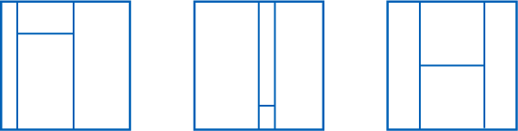 three morphs of an area-universal rectangle partition