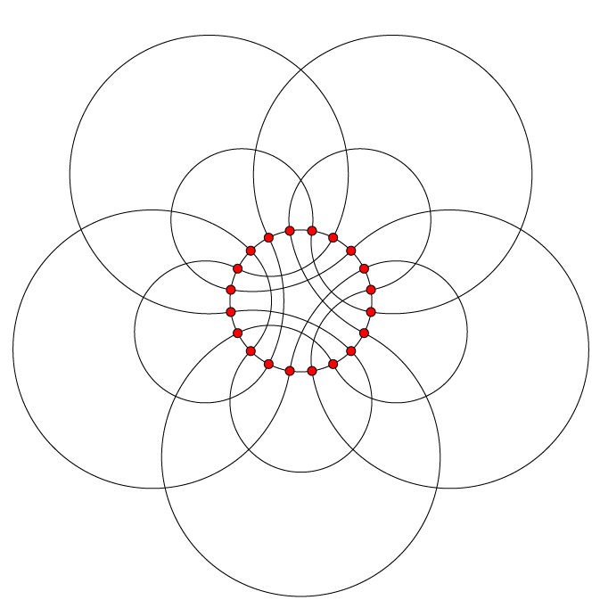 Lombardi drawing of the Folkman graph