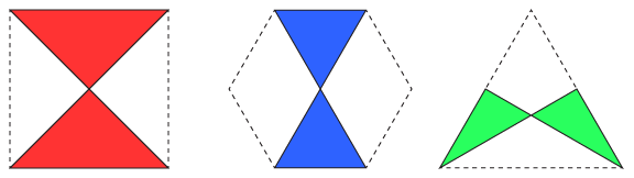 Antiparallelograms that tile the square, regular hexagon, and equilateral triangle