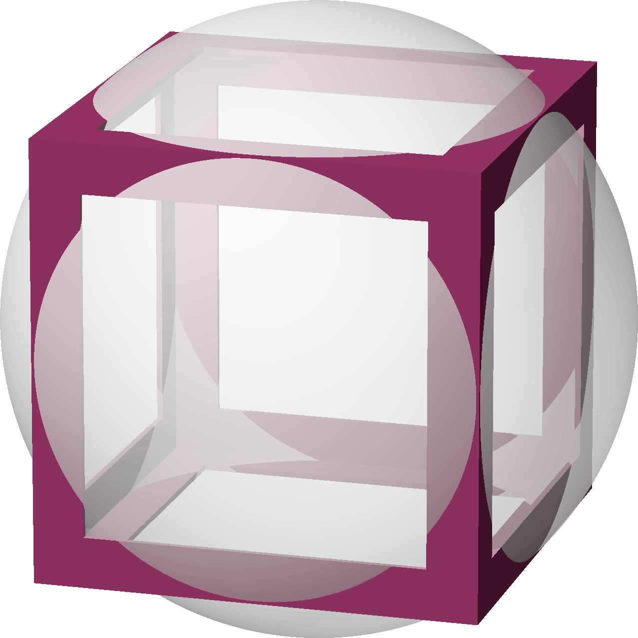 A cube and its midsphere