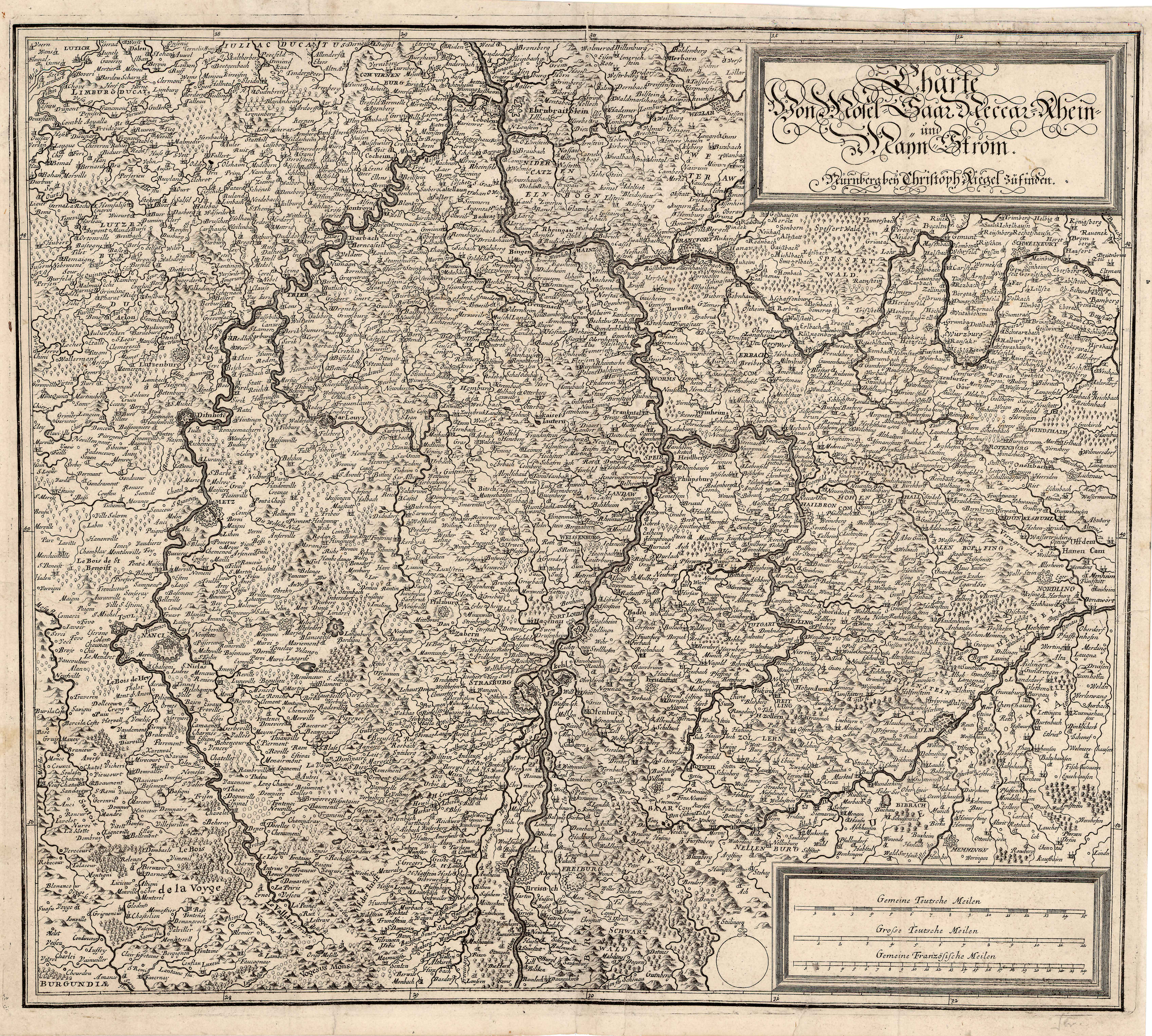 A 1690 map of the middle Rhine watershed. By Christoph Riegel from Landesarchiv Saarbrücken, https://commons.wikimedia.org/wiki/File:LASB_K_Hellwig_0096.jpg
